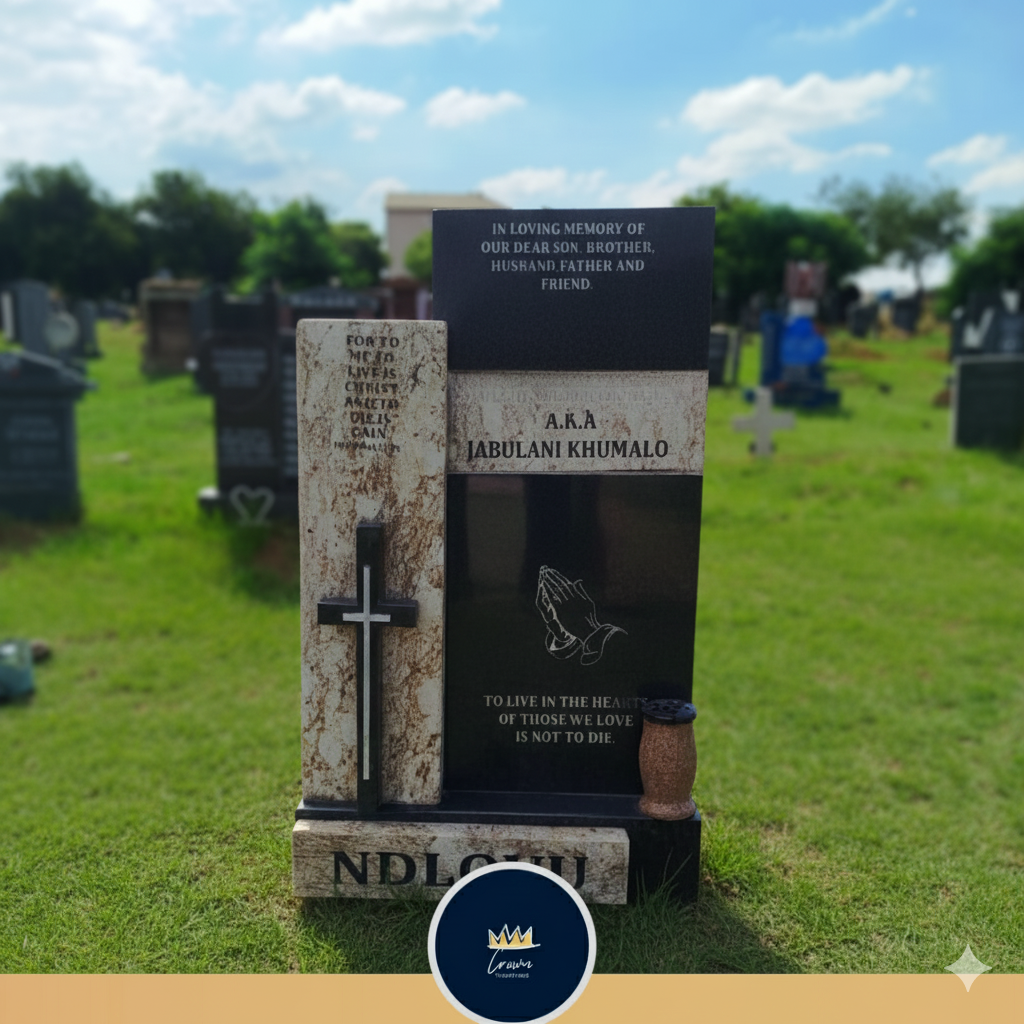 Headstone Layered Faith Memorial: Dual Panel