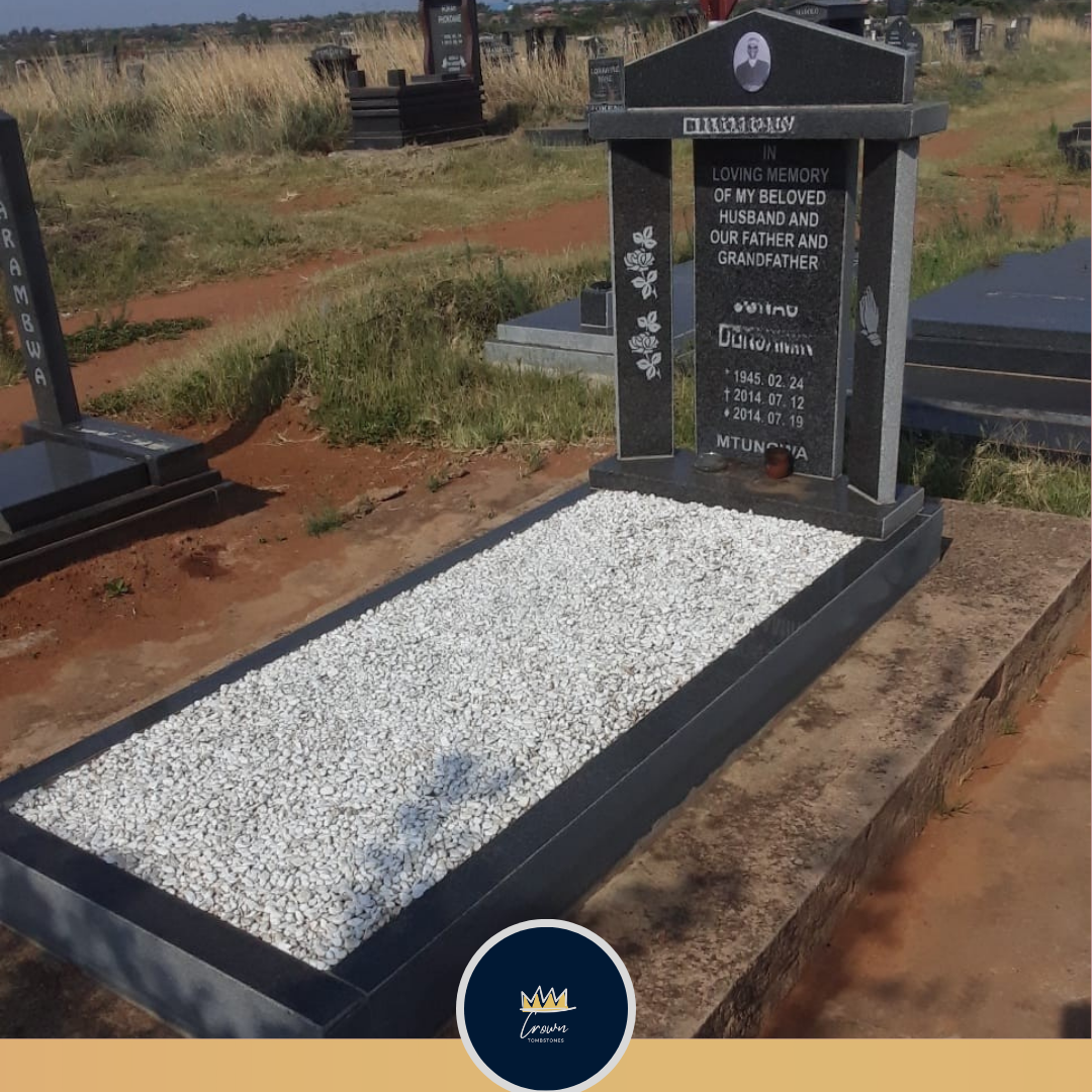 Dignified Gabled Arch & Pebble Ledger Memorial