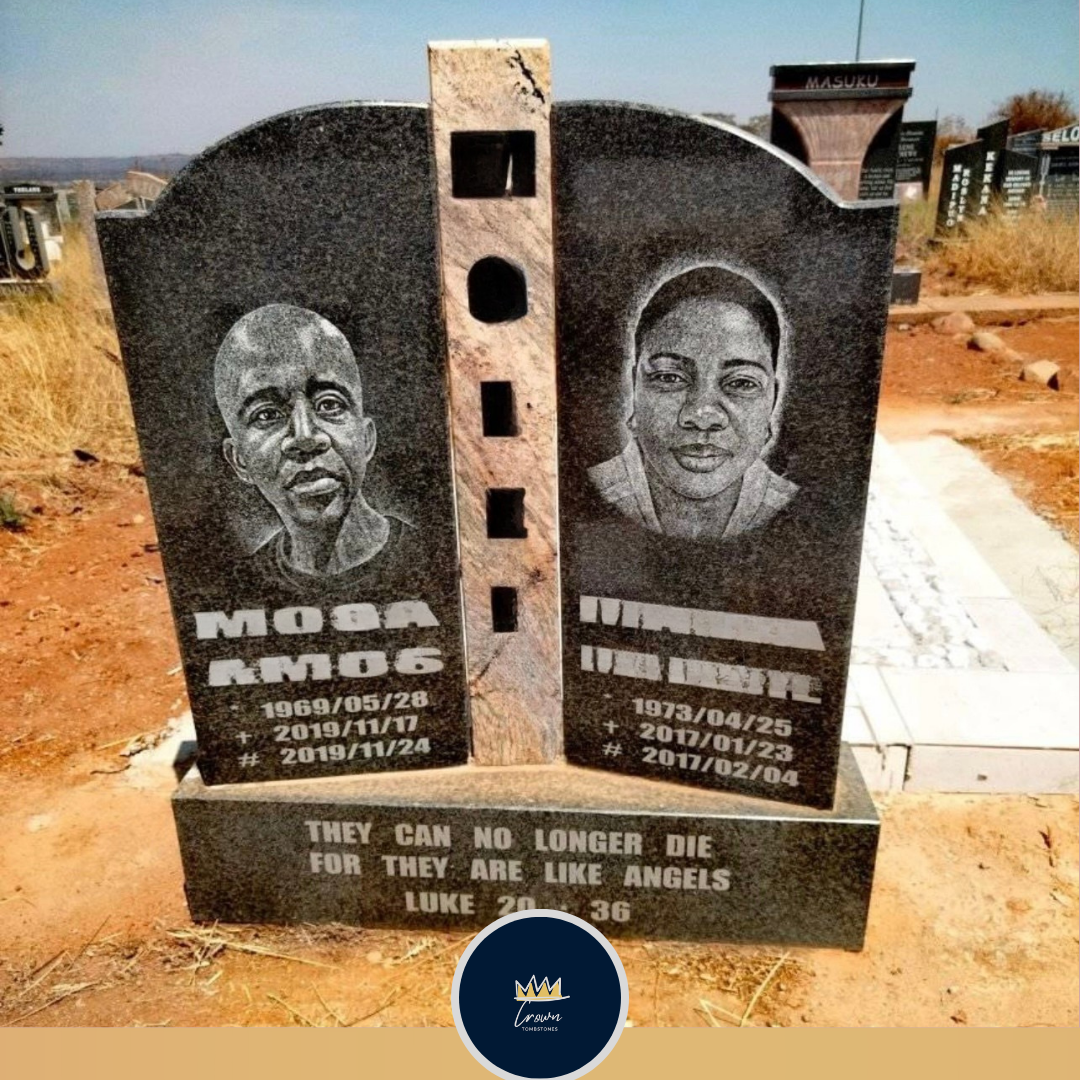 Headstone Dual Portrait Companion Arch Memorial