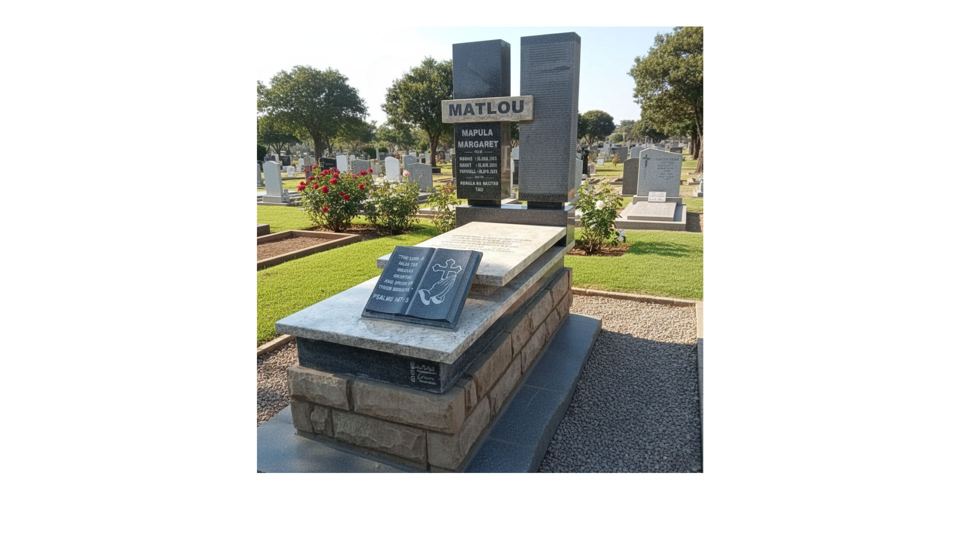 Executive Modern Pillar Cross & Open Book Memorial