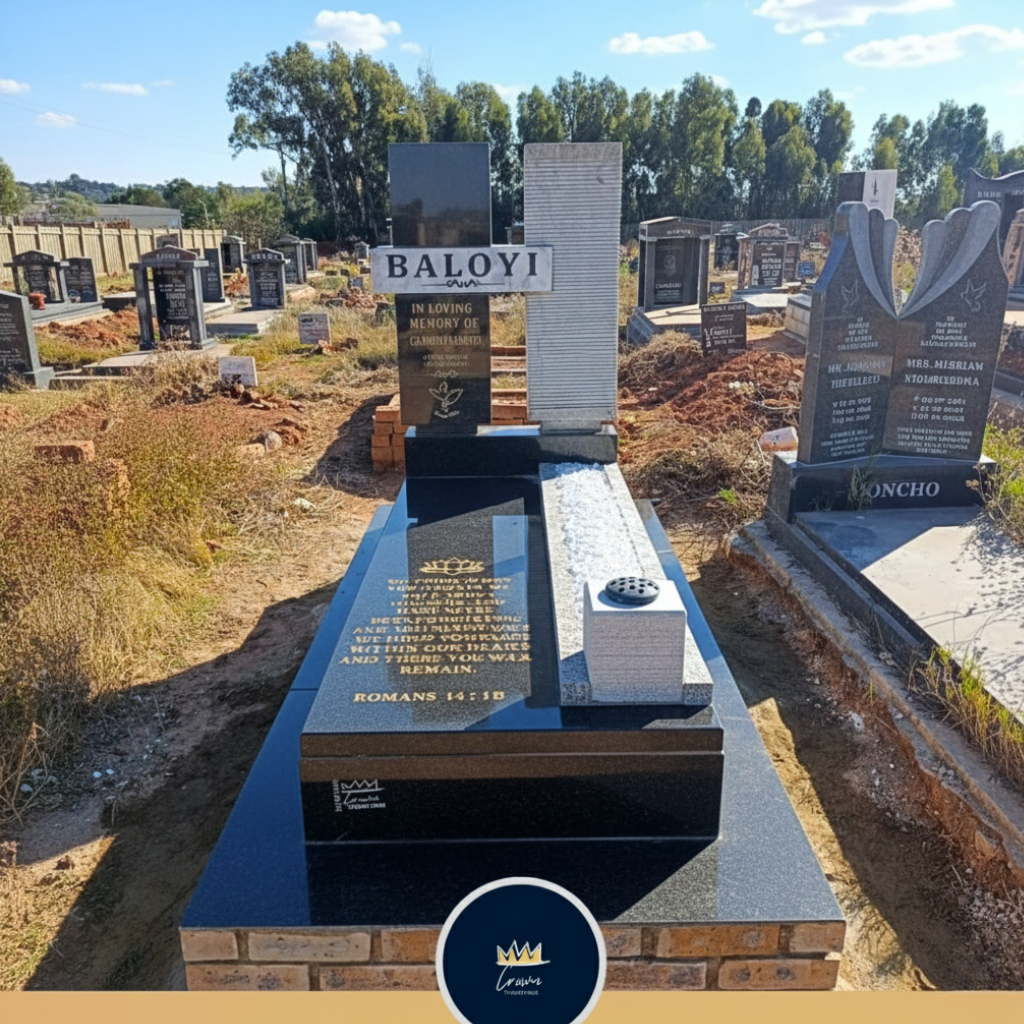Premium Modern Textured Monument with Pebble Inlay