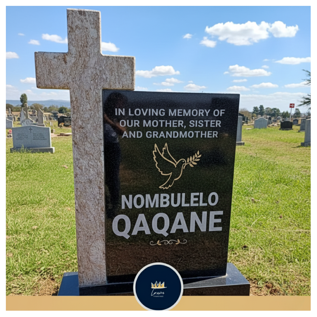 Headstone Two-Tone Cross Panel Memorial: Faith and Peace
